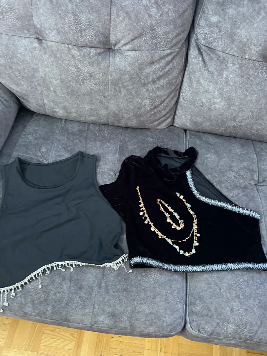 Black Crop Tops with Embellishments