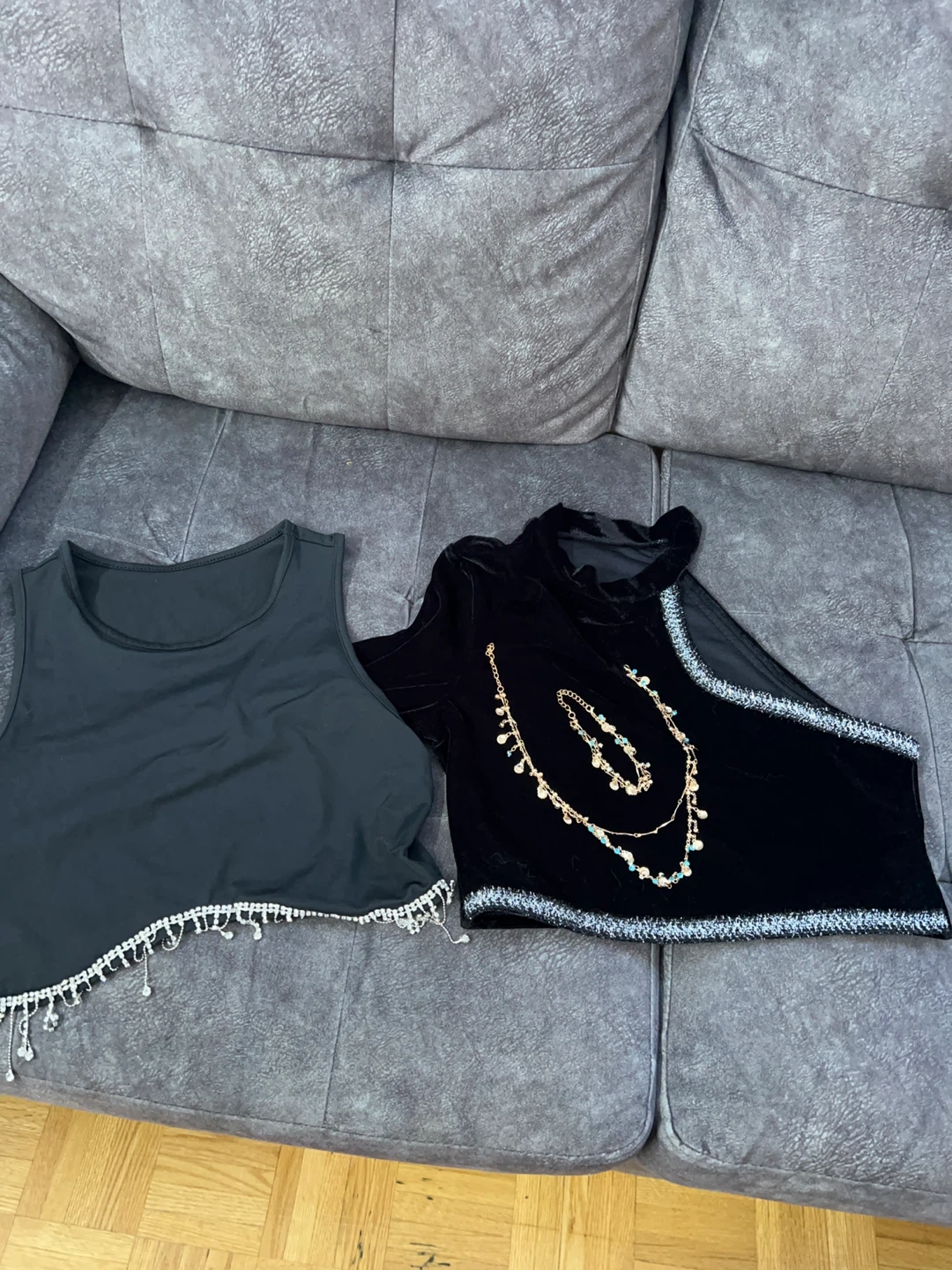 Black Crop Tops with Embellishments - photo 2
