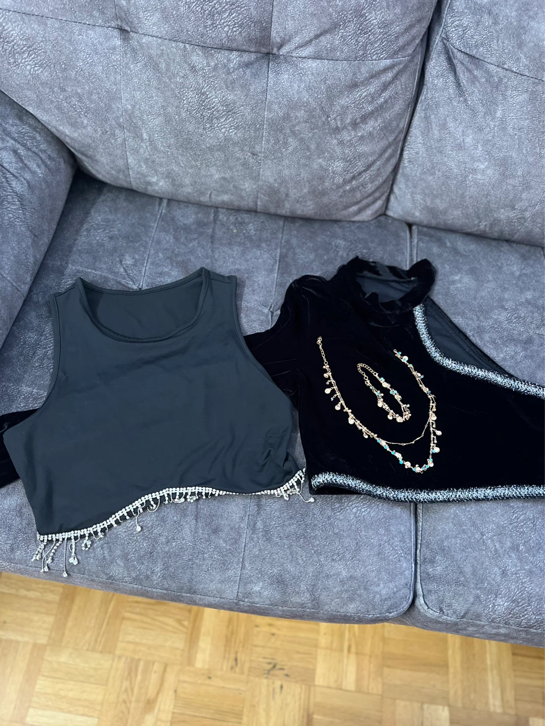 Black Crop Tops with Embellishments - photo 4