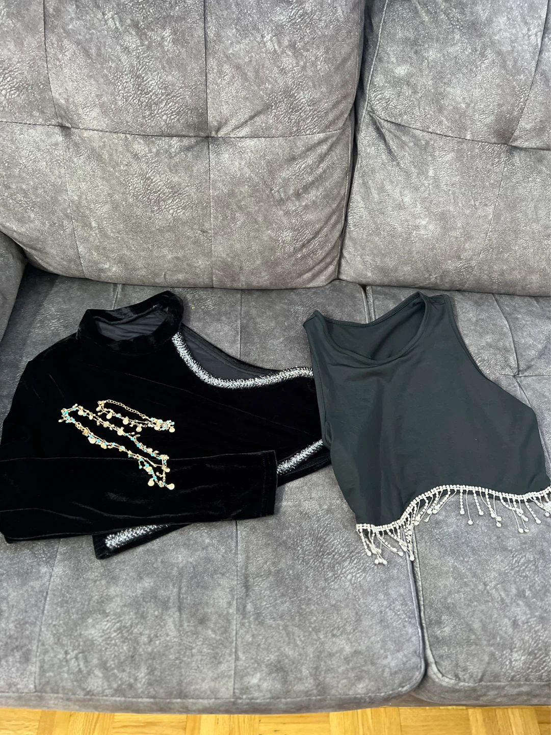 Black Crop Tops with Embellishments - photo 3