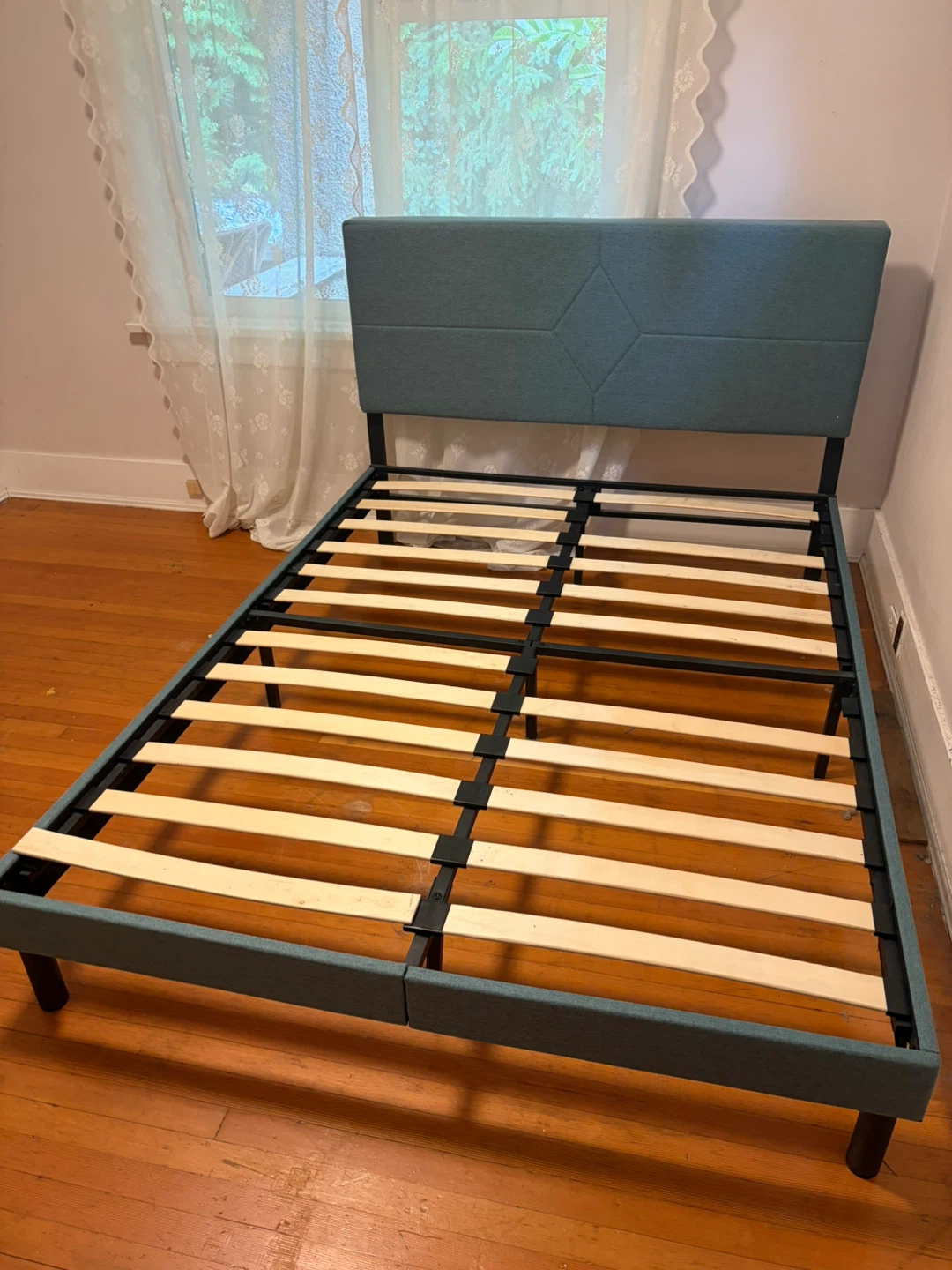 Queen bed frame blue