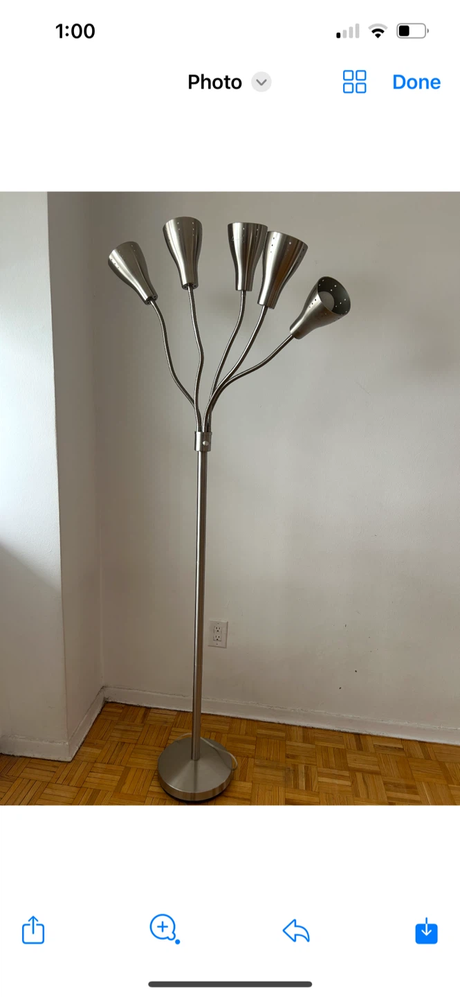 Silver Floor Lamp with 5 Heads