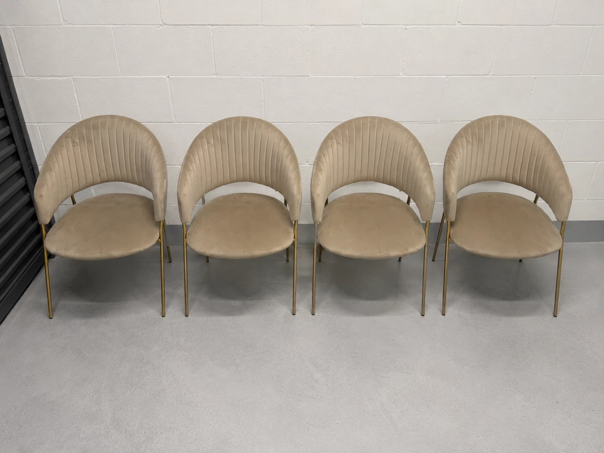 Set of 4 beige accent chairs