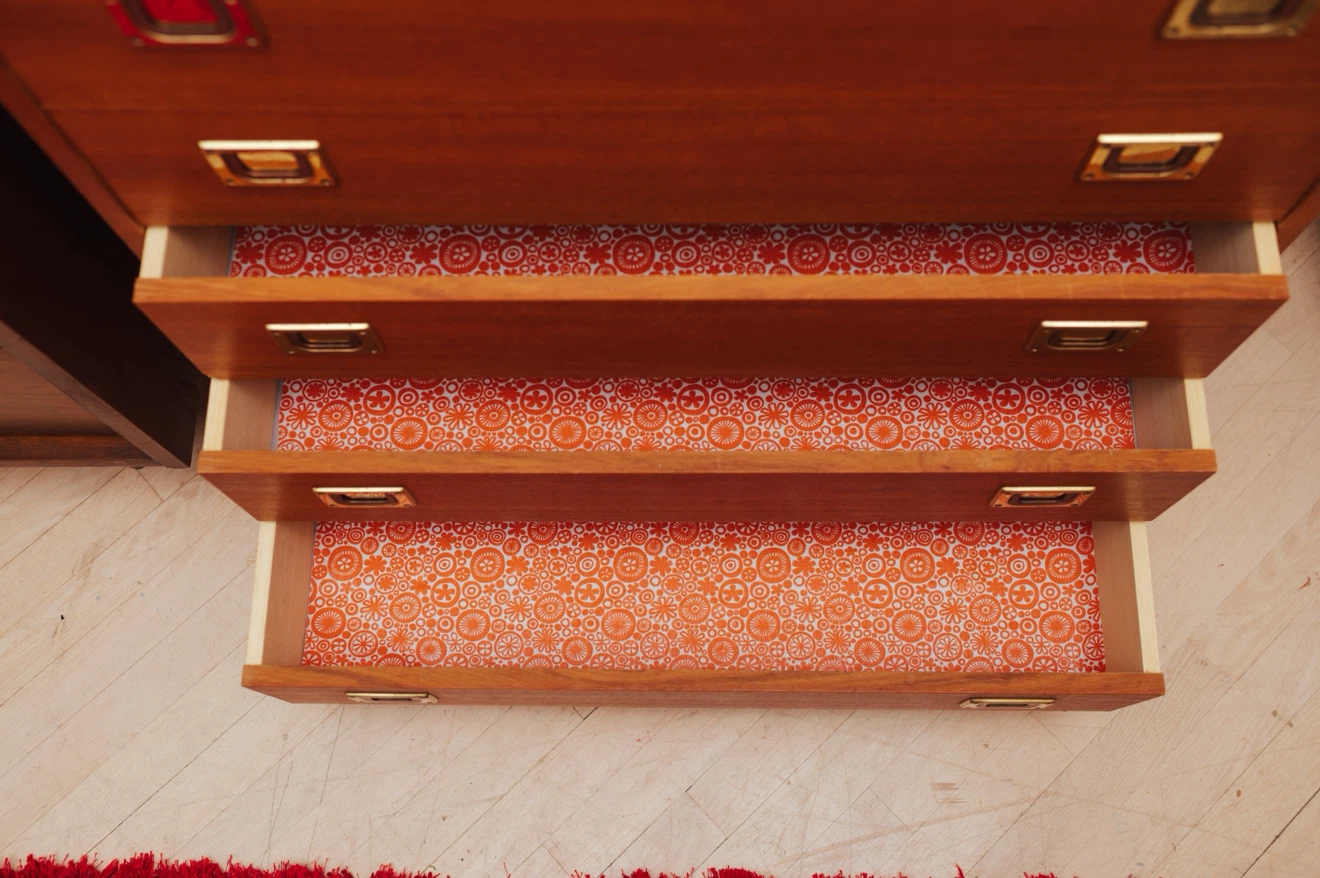 Mid Century Teak 6 Drawer Dresser | Brass Pulls - photo 2