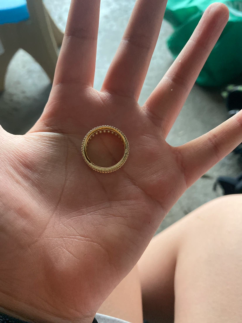 Gold-tone band ring with clear stones - photo 2