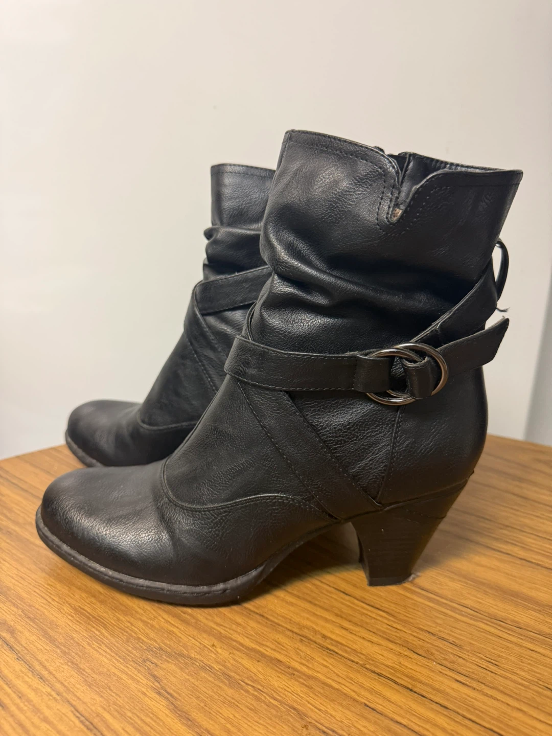 AngeloLita Black Faux Leather Ankle Boots with Buckle Detail - photo 2