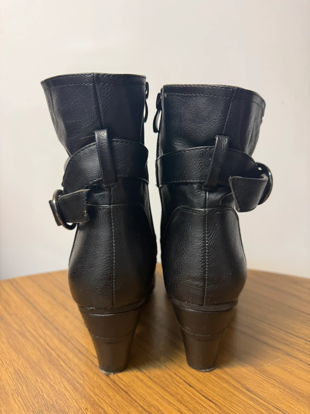 AngeloLita Black Faux Leather Ankle Boots with Buckle Detail - photo 3