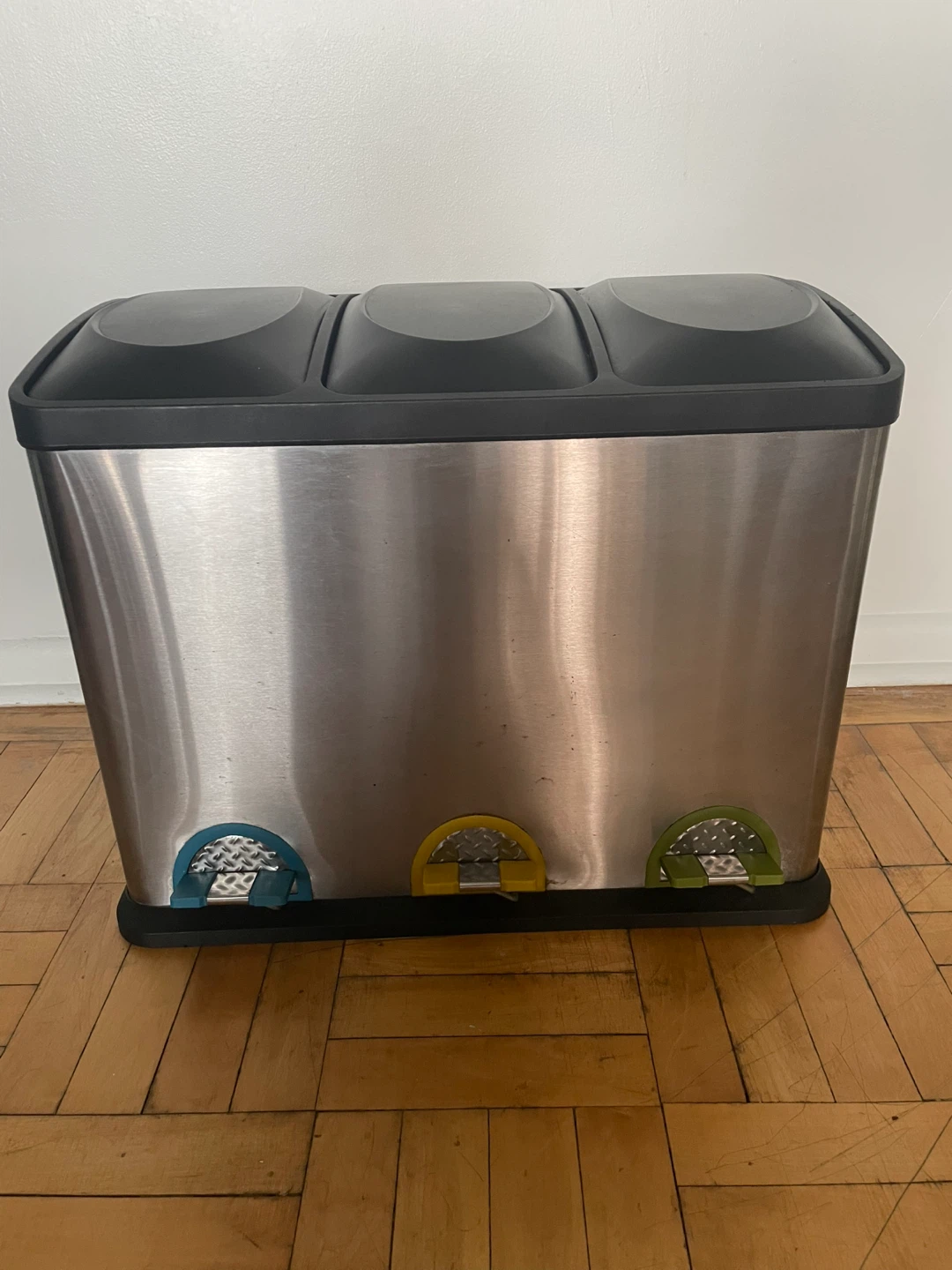 3-Bucket Stainless Steel Trash Bin