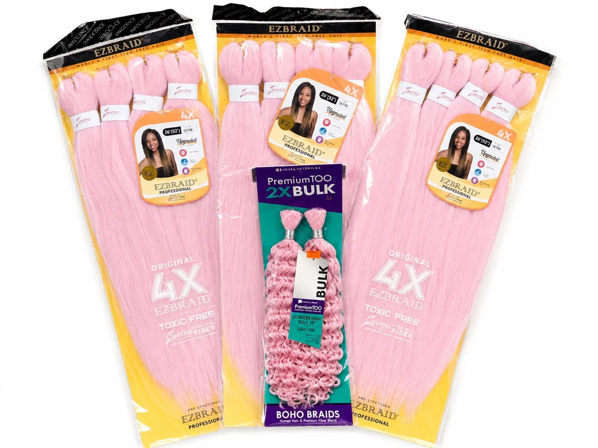 EZBRAID 4X Professional Braiding Hair & Boho Braids - Light Pink