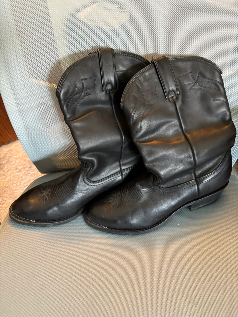 Black Leather Cowboy Boots - photo 2