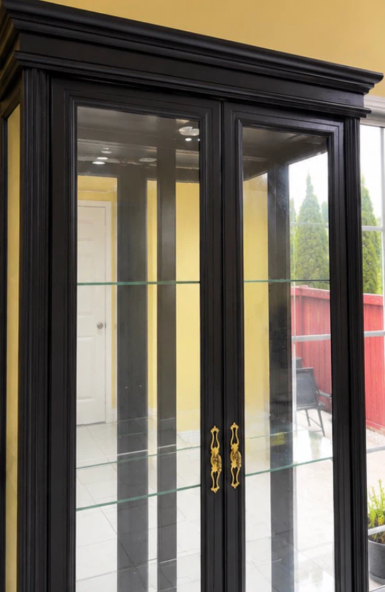 Black Display Cabinet with Glass Doors - photo 2