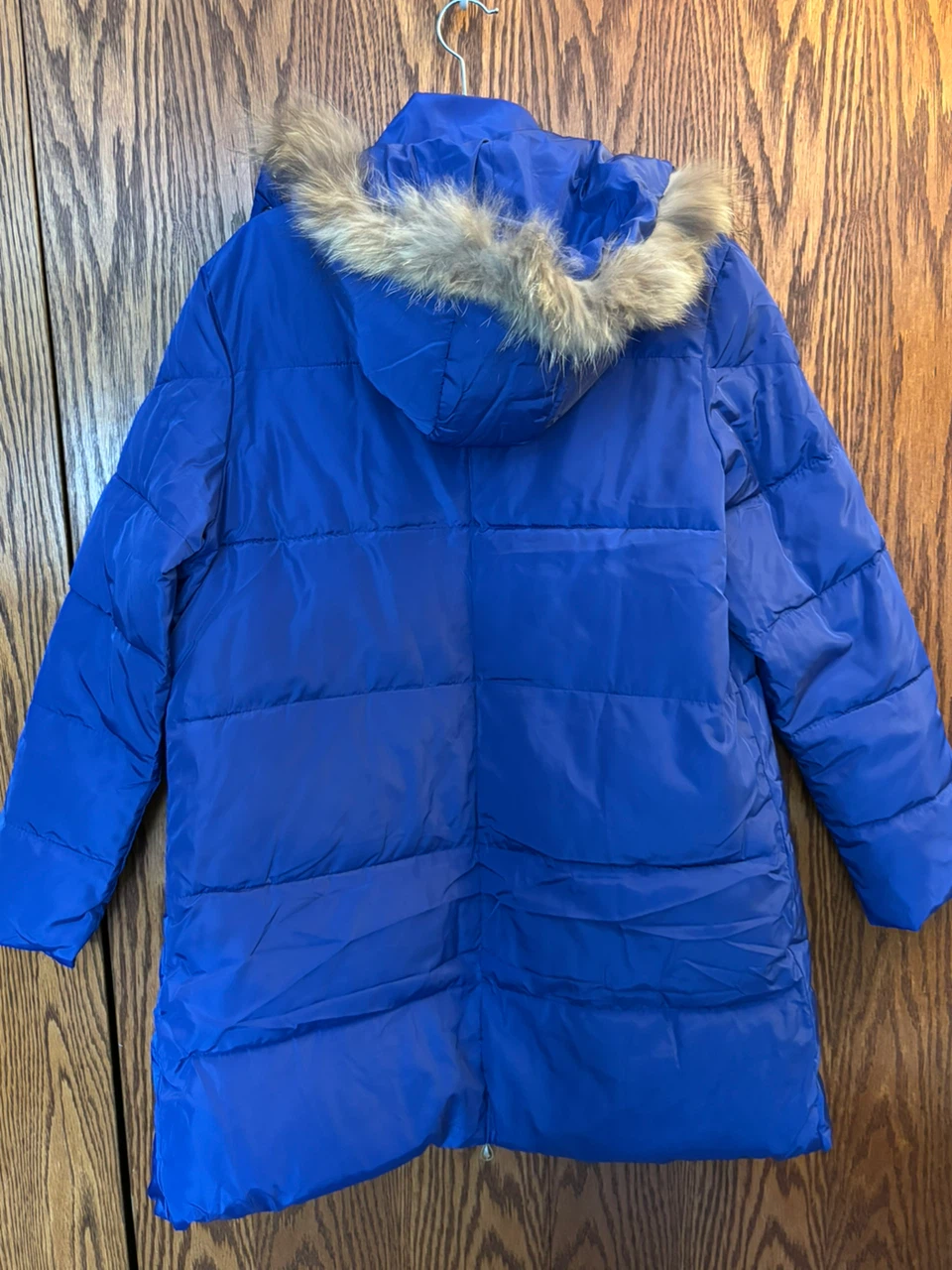 ANGVNS Blue Puffer Coat with Fur Hood XXL