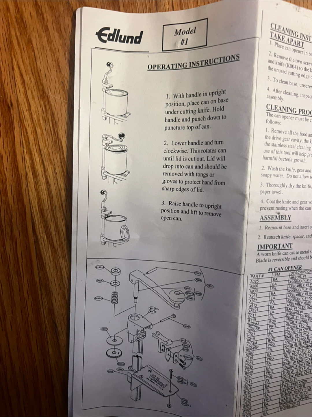 Edlund Manual Can Opener Model #1 - photo 2