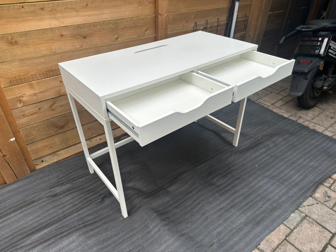 IKEA White Desk with Two Drawers - photo 3