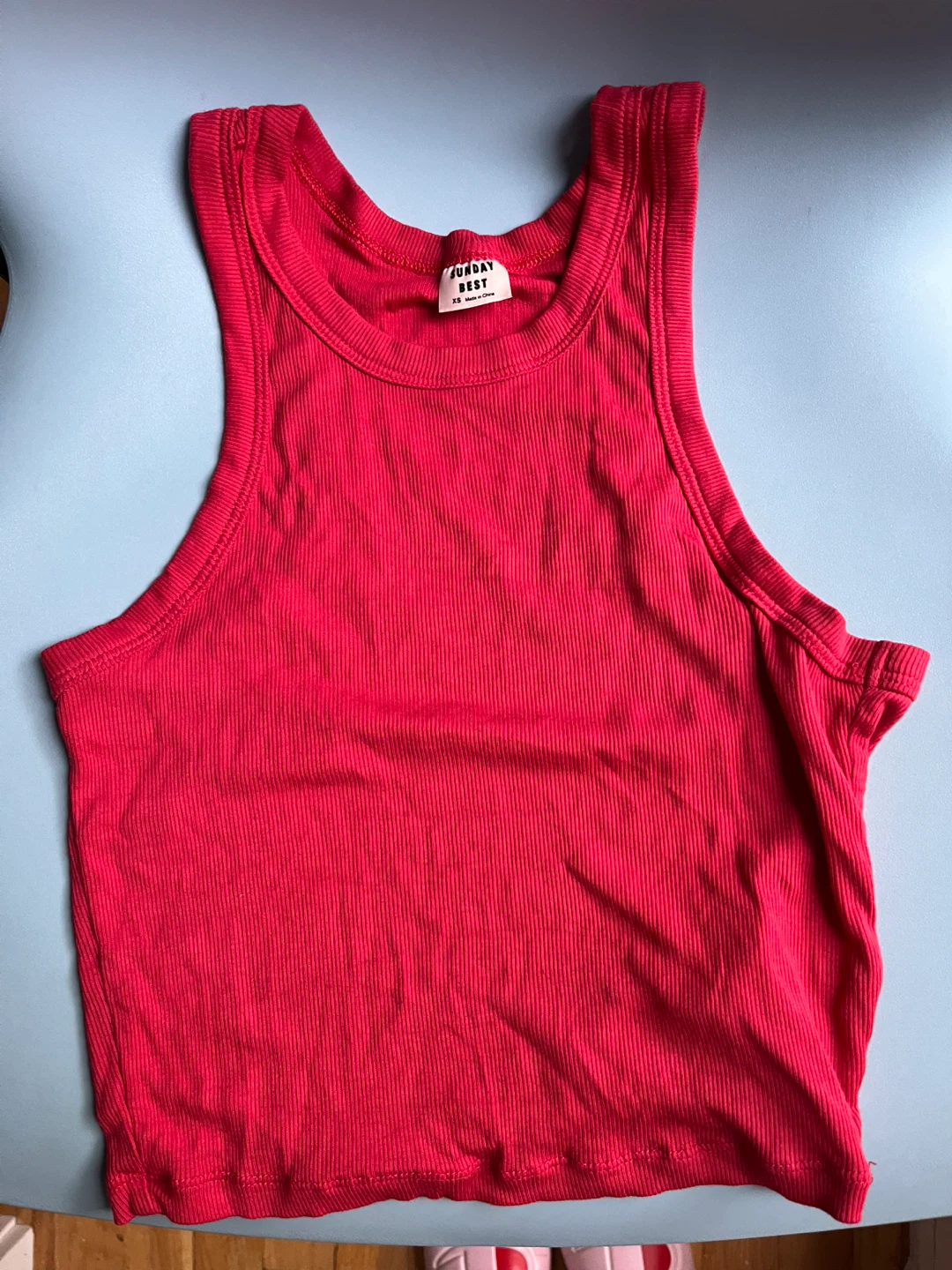 Sunday Best Red Ribbed Tank Top - XS