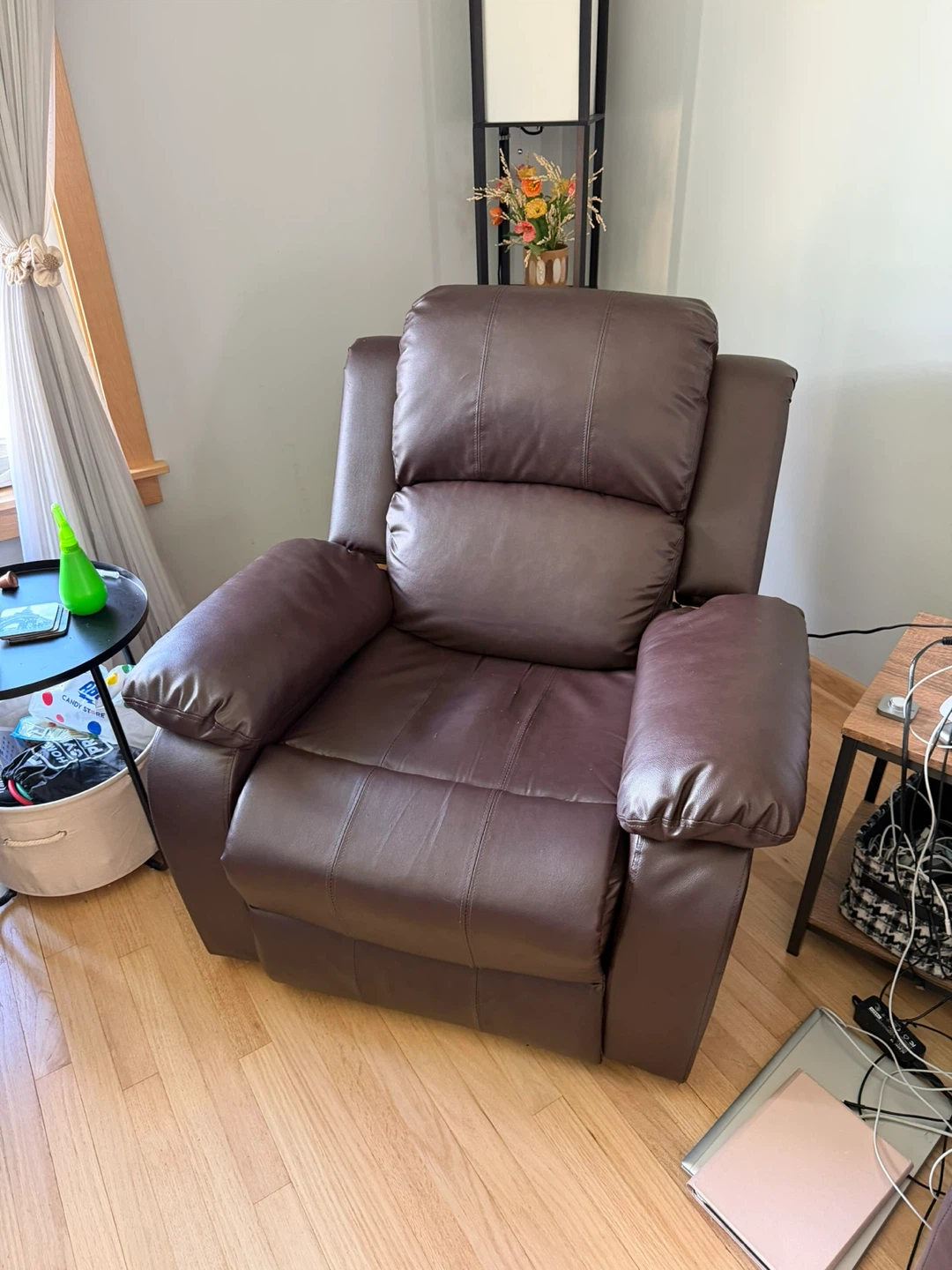 Brown Faux Leather Couch,  Loveseat & Recliner with Cup Holders - photo 3