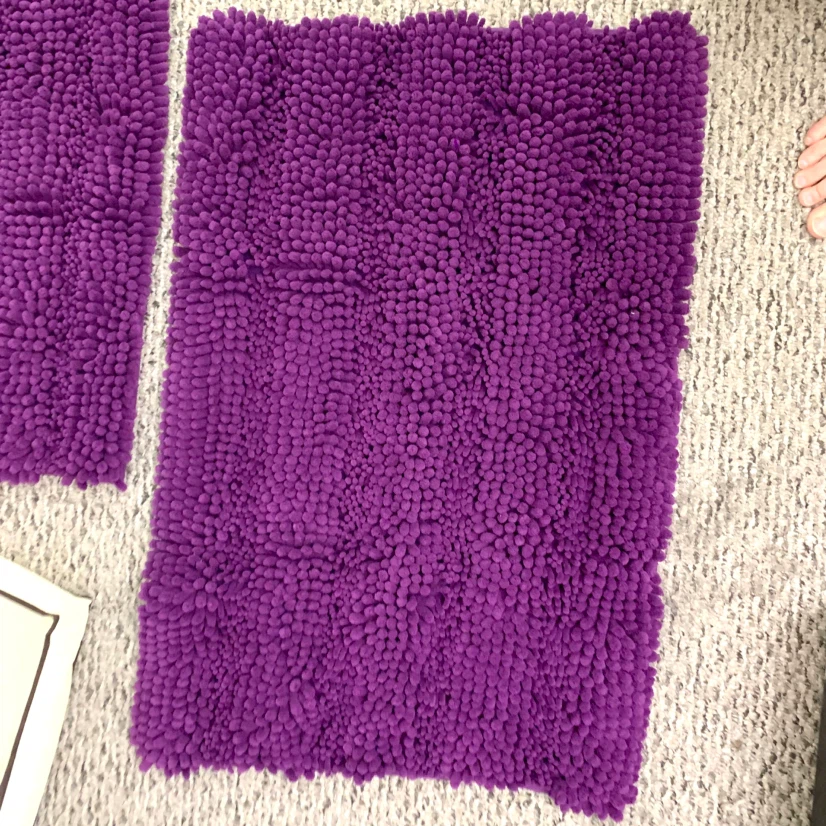 Bath Mat Set Chenille Bathroom Rugs Purple Shag Set Home Decor - photo 2