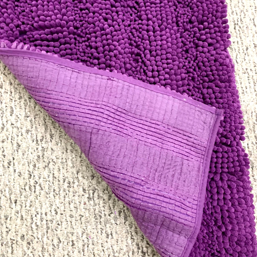 Bath Mat Set Chenille Bathroom Rugs Purple Shag Set Home Decor - photo 4