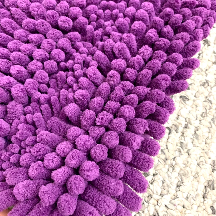 Bath Mat Set Chenille Bathroom Rugs Purple Shag Set Home Decor - photo 5