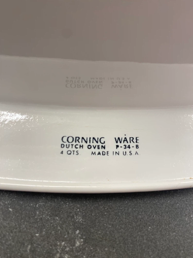 Vintage Corning Ware Dutch Oven w/ Lid & Rack P-34-B - photo 4