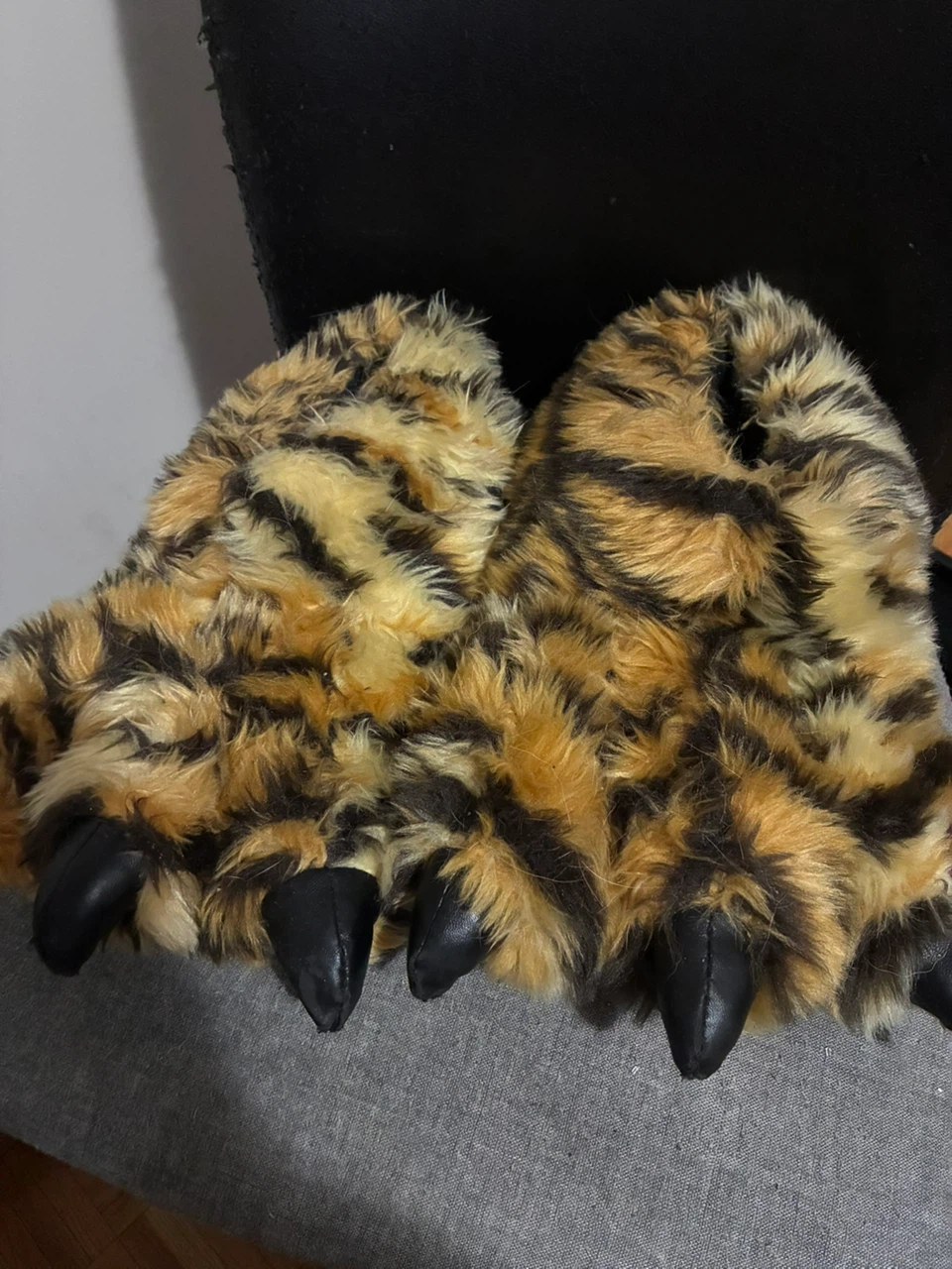 Fuzzy Tiger Paw Slippers