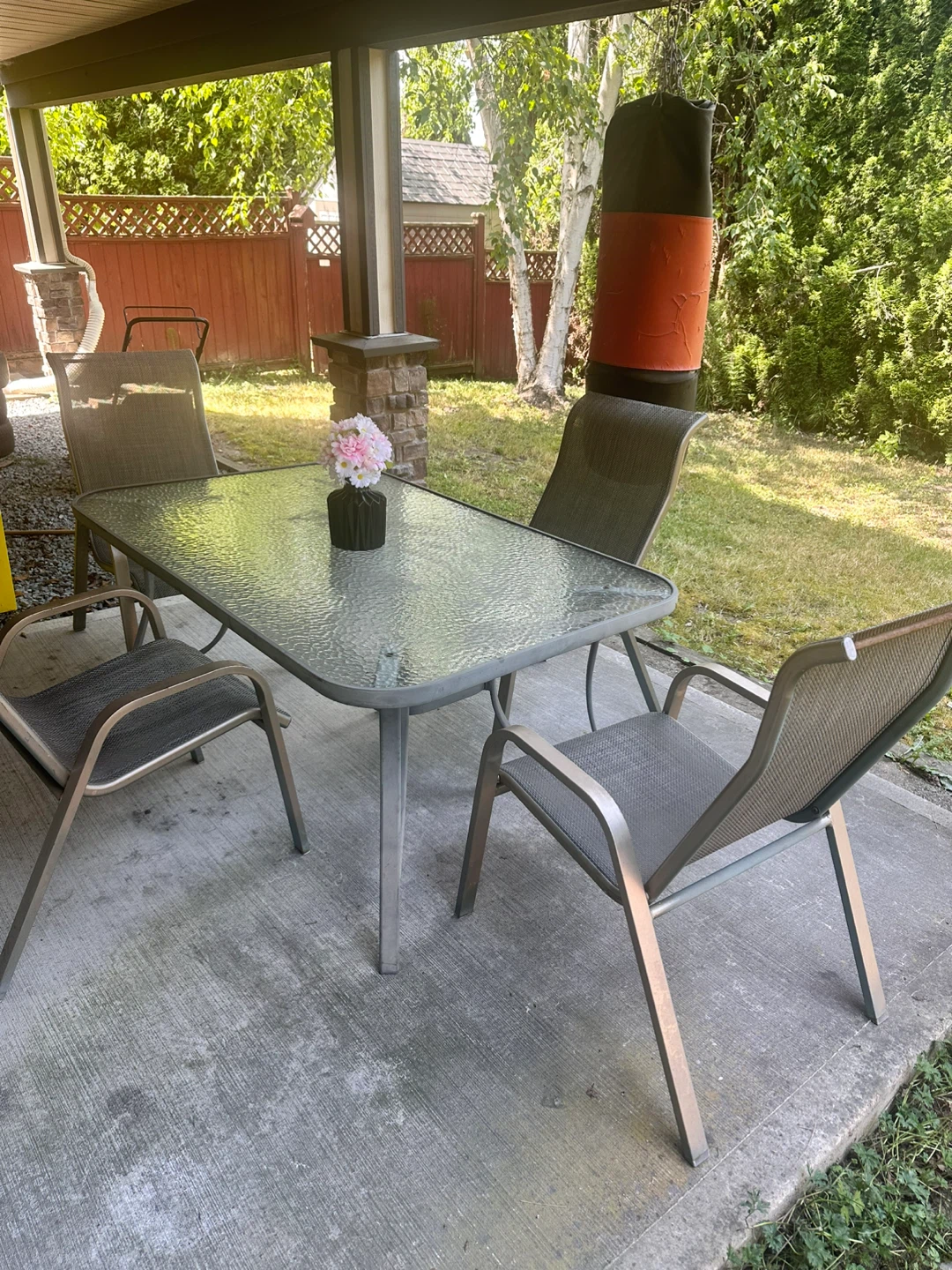 Glass Top Patio Dining Set with 4 Chairs - photo 2