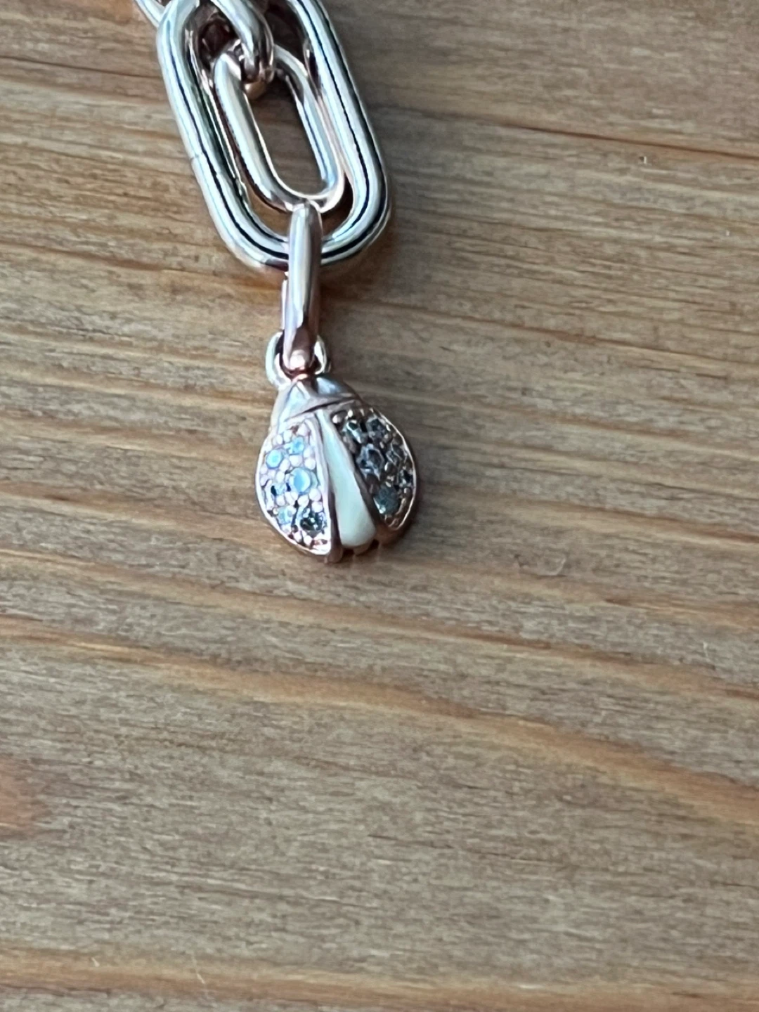 Rose Gold Ladybug Charm with Crystals