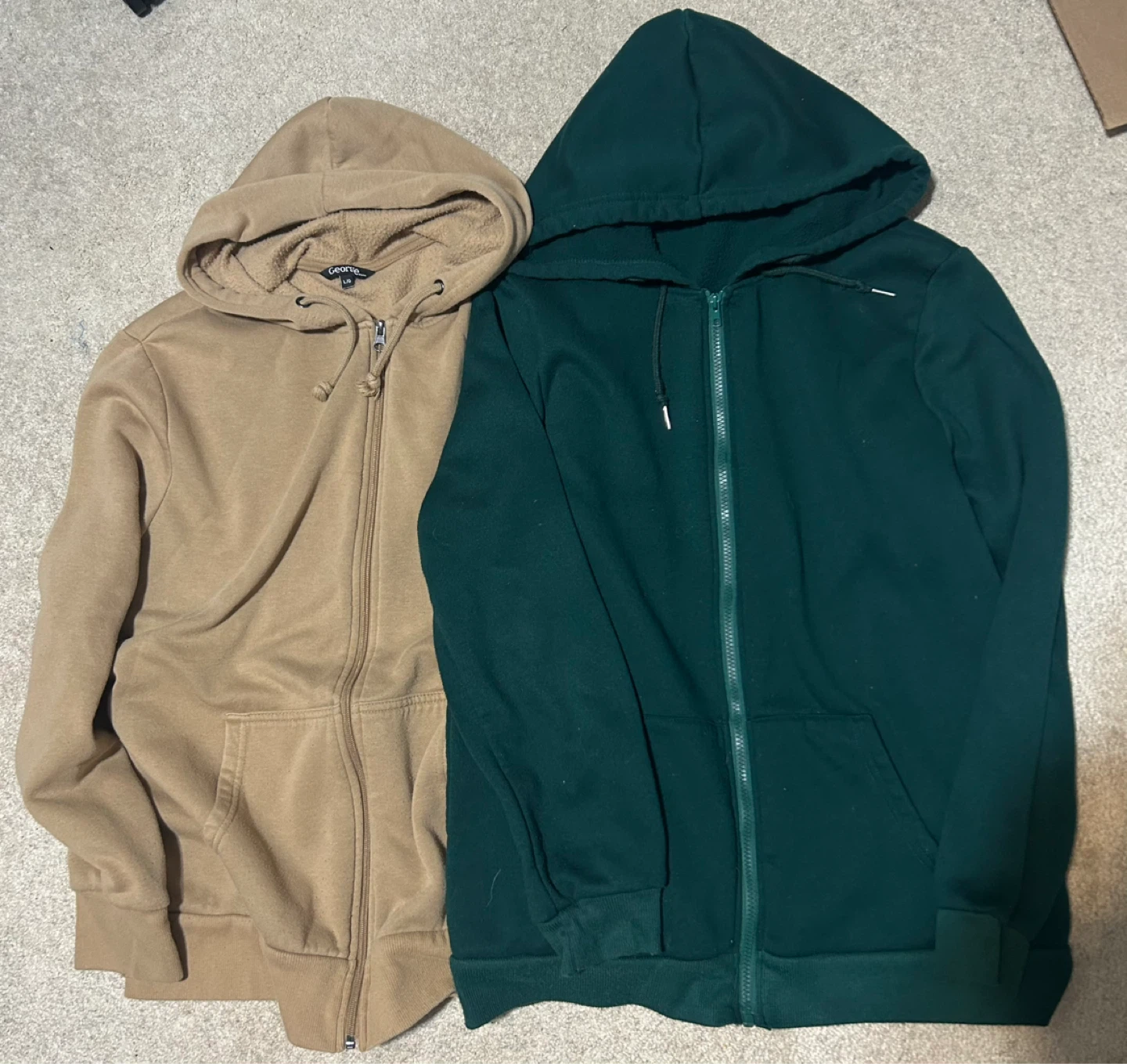 George Zip-Up Hoodies (2) - Tan and Green