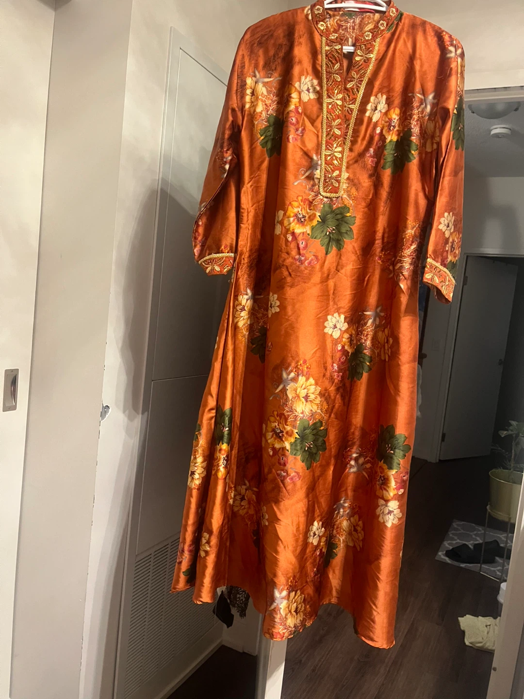 Orange Floral Print Kurti
