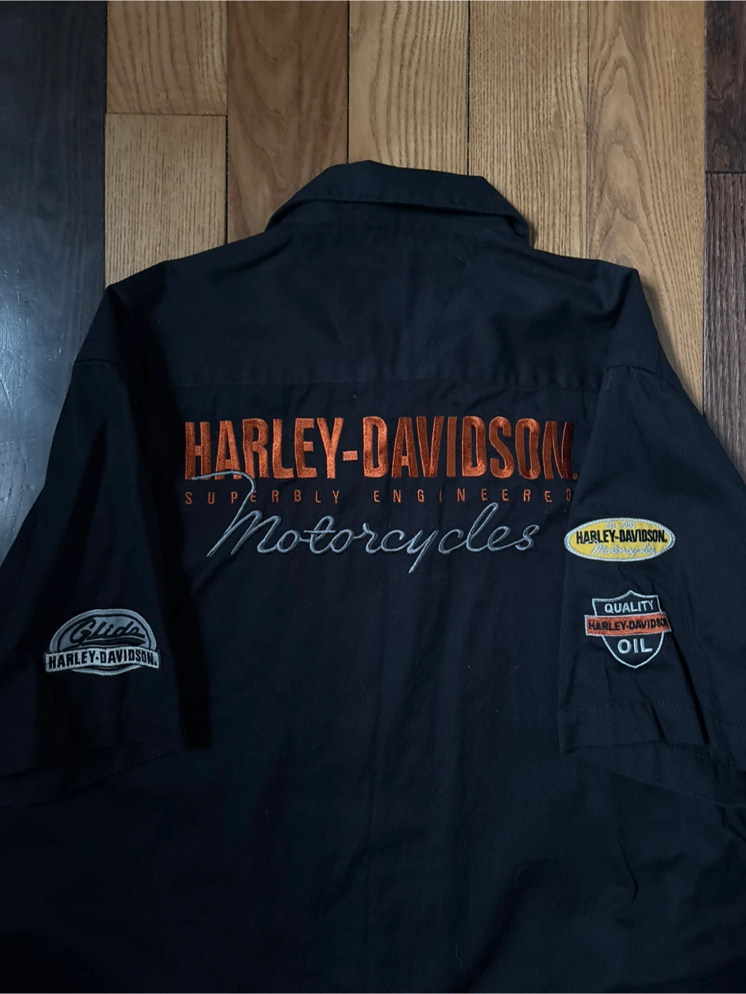 Harley Davidson patch work shirt button up biker M workwear