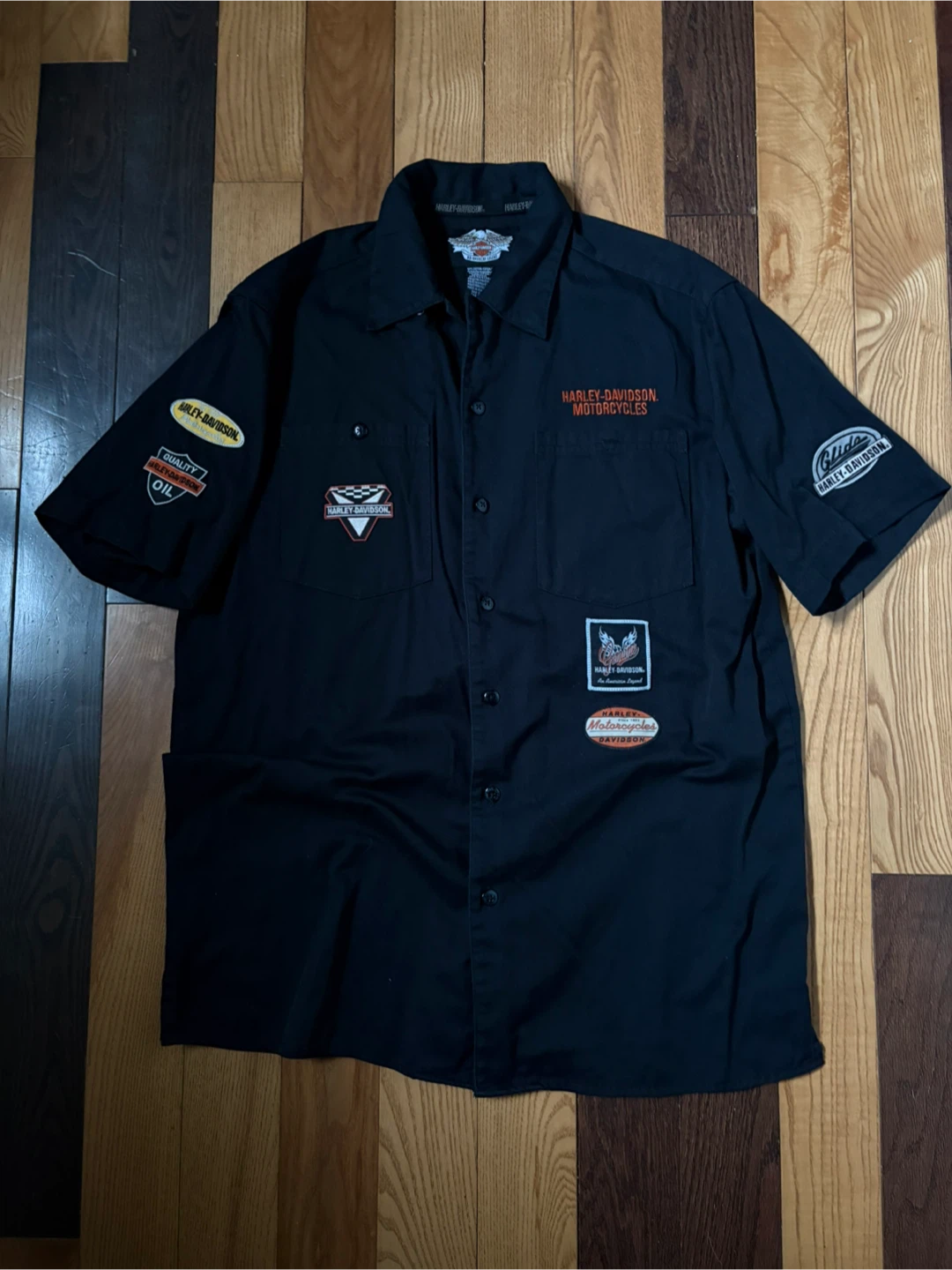 Harley Davidson patch work shirt button up biker M workwear - photo 2