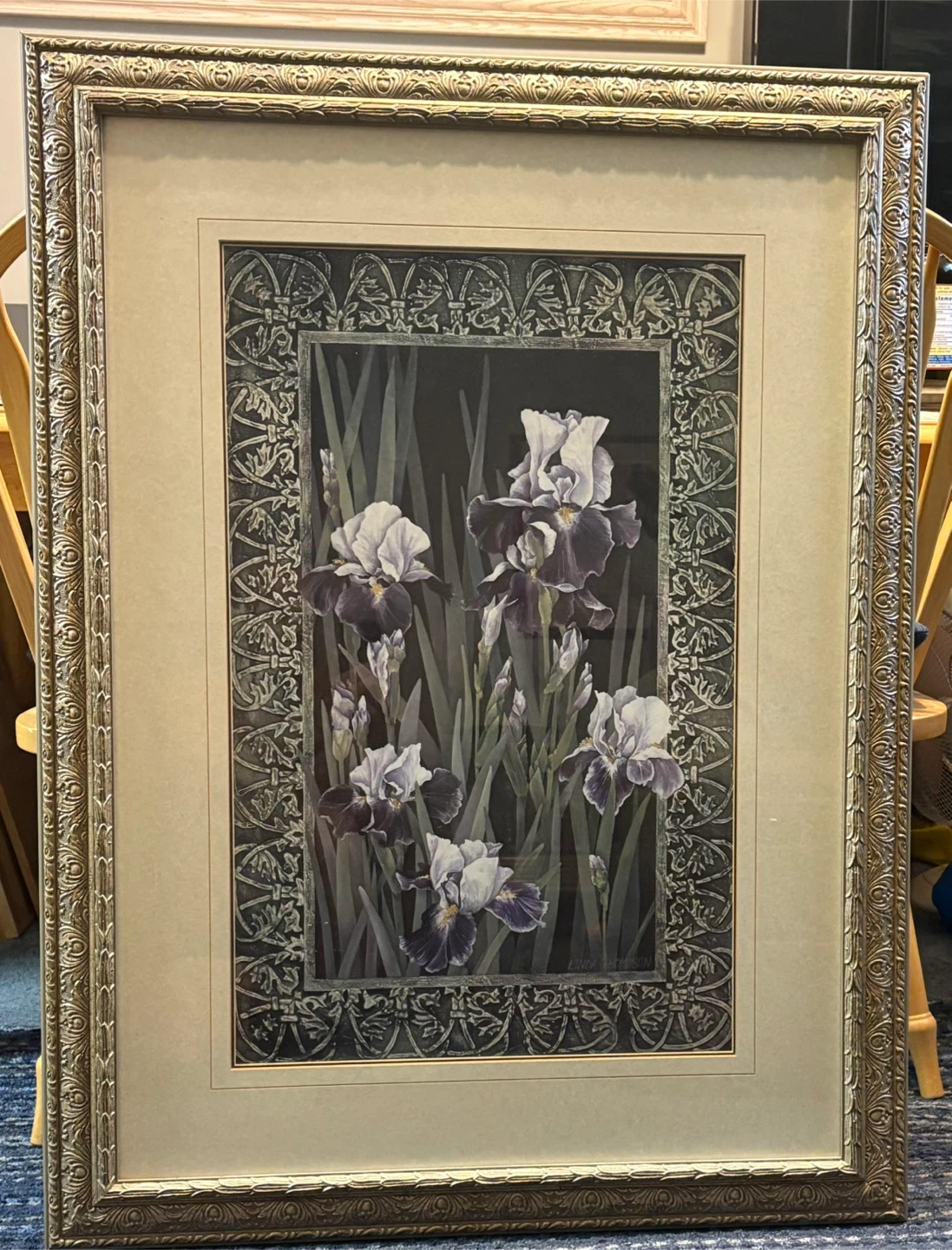 Large Orchid print under glass