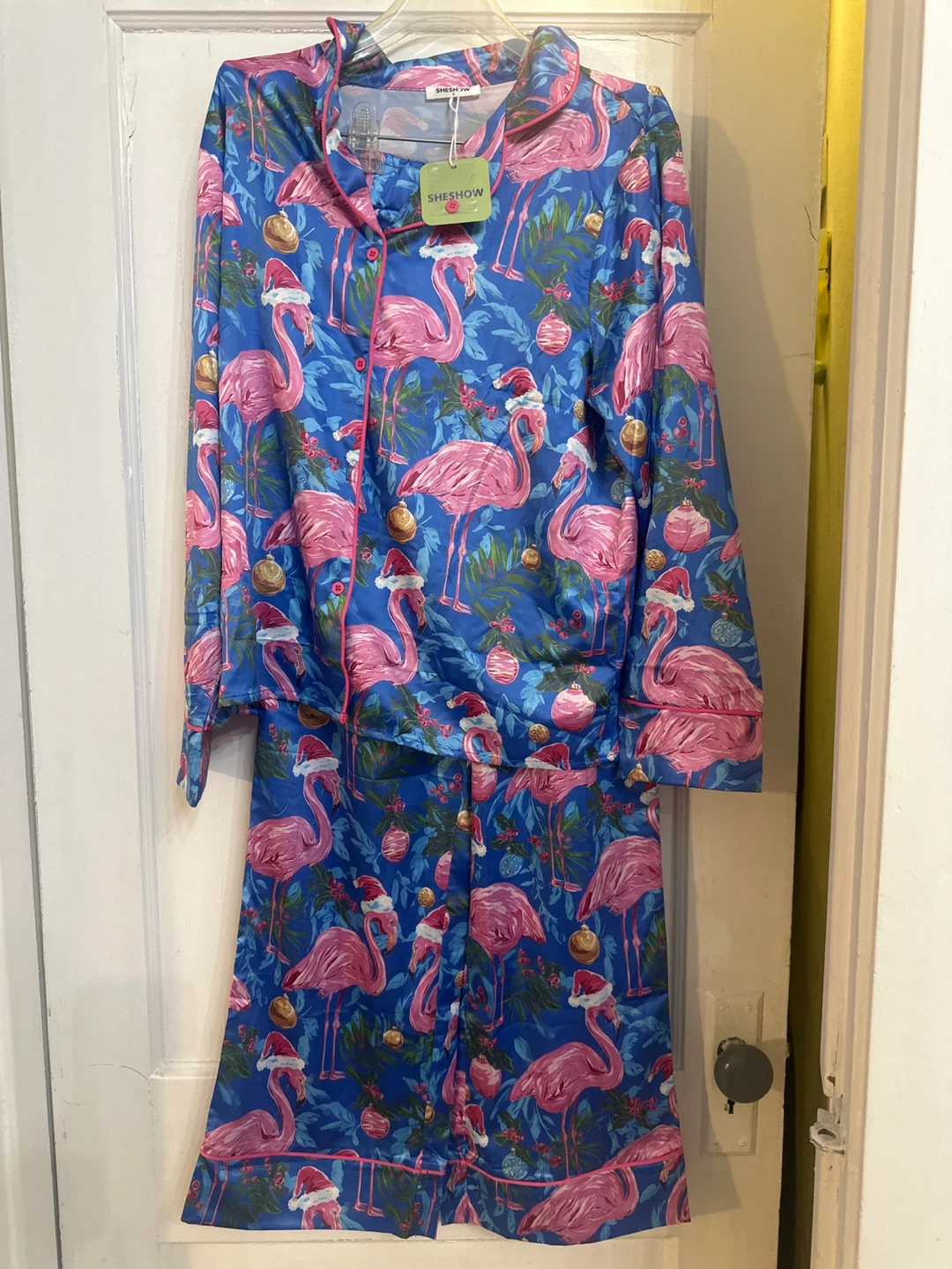SHESHOW Flamingo Christmas Pajama Set - Size S