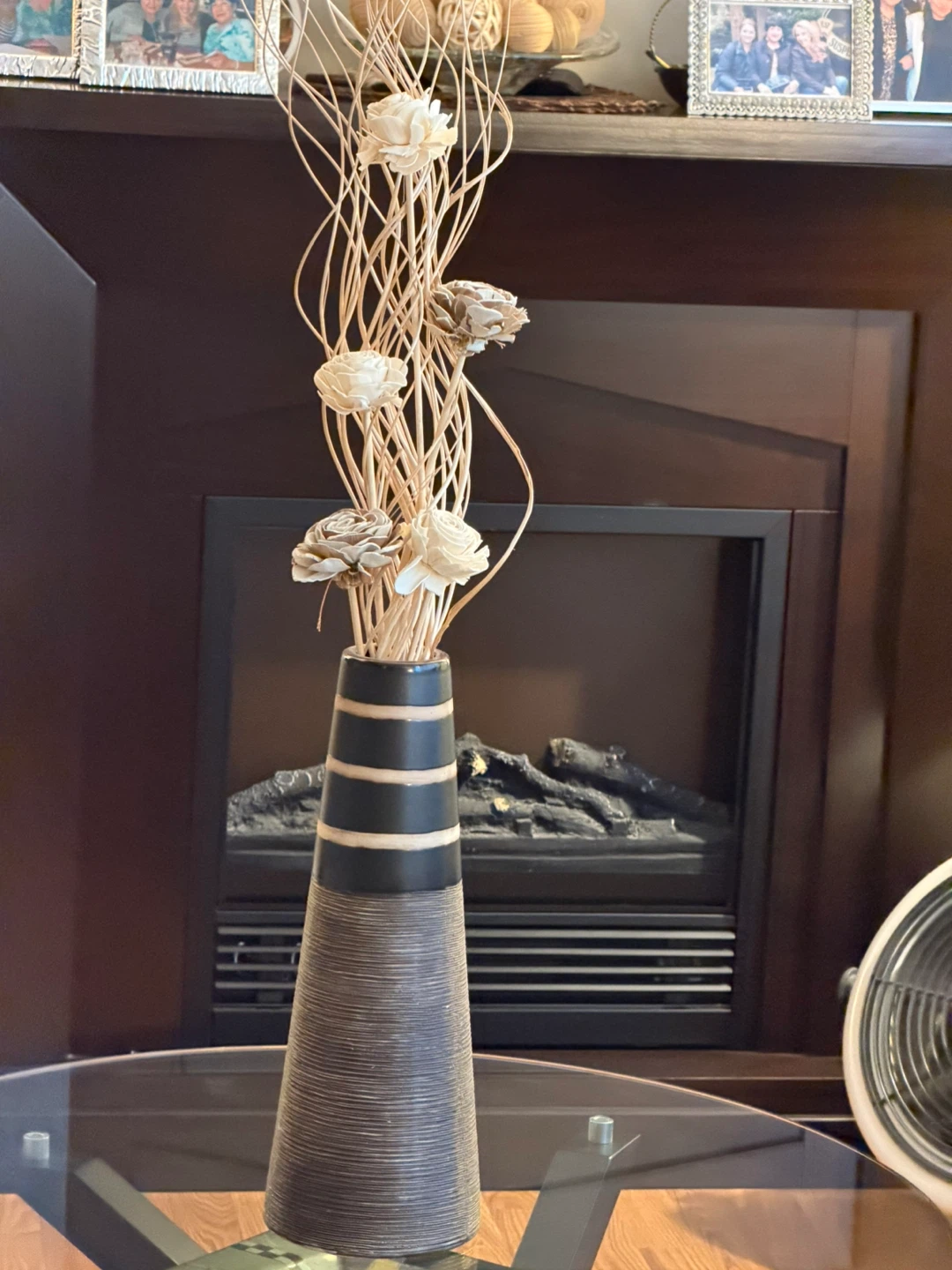 Decorative ceramic Vase with Dried Stems and Flowers