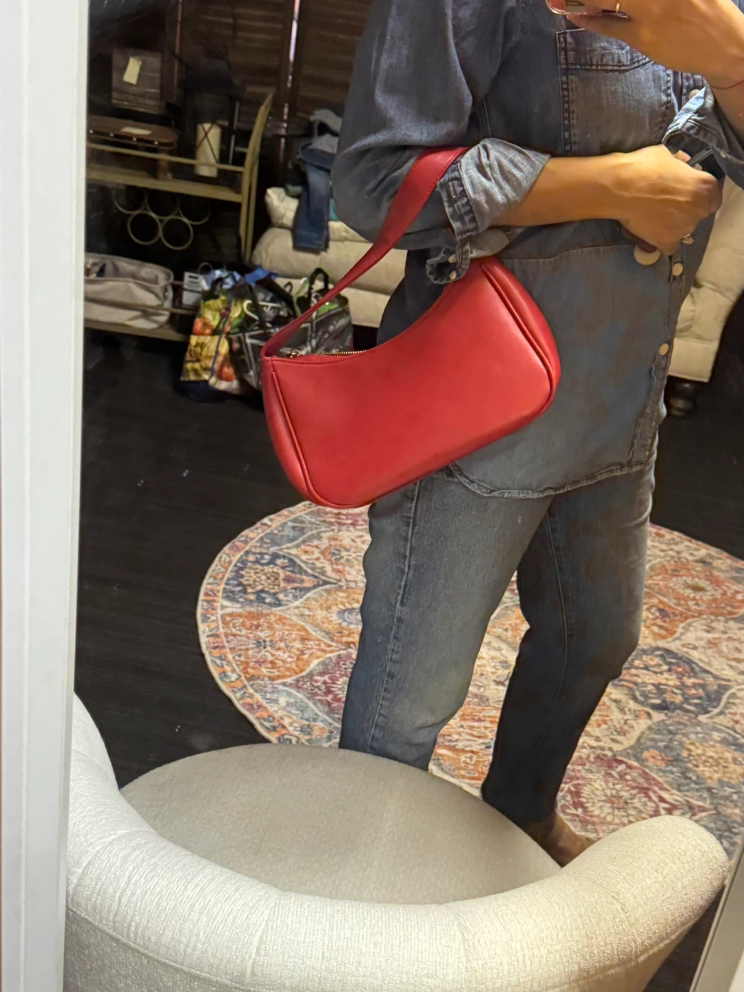 Red shoulder bag