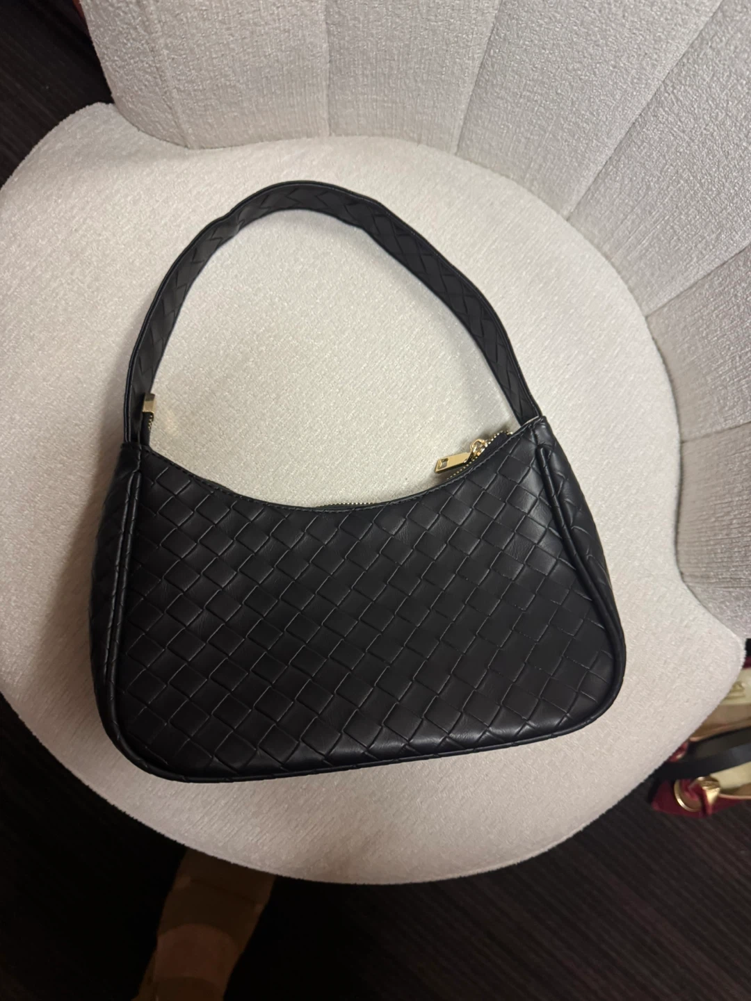 Black Woven Shoulder Bag