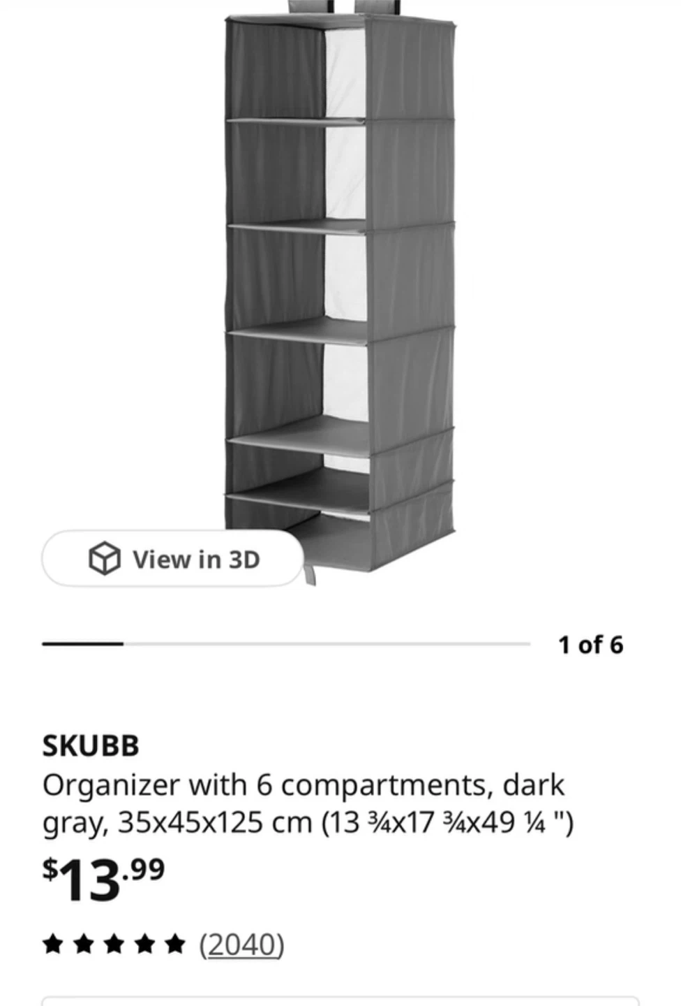 2 IKEA SKUBB Organizer with 6 Compartments