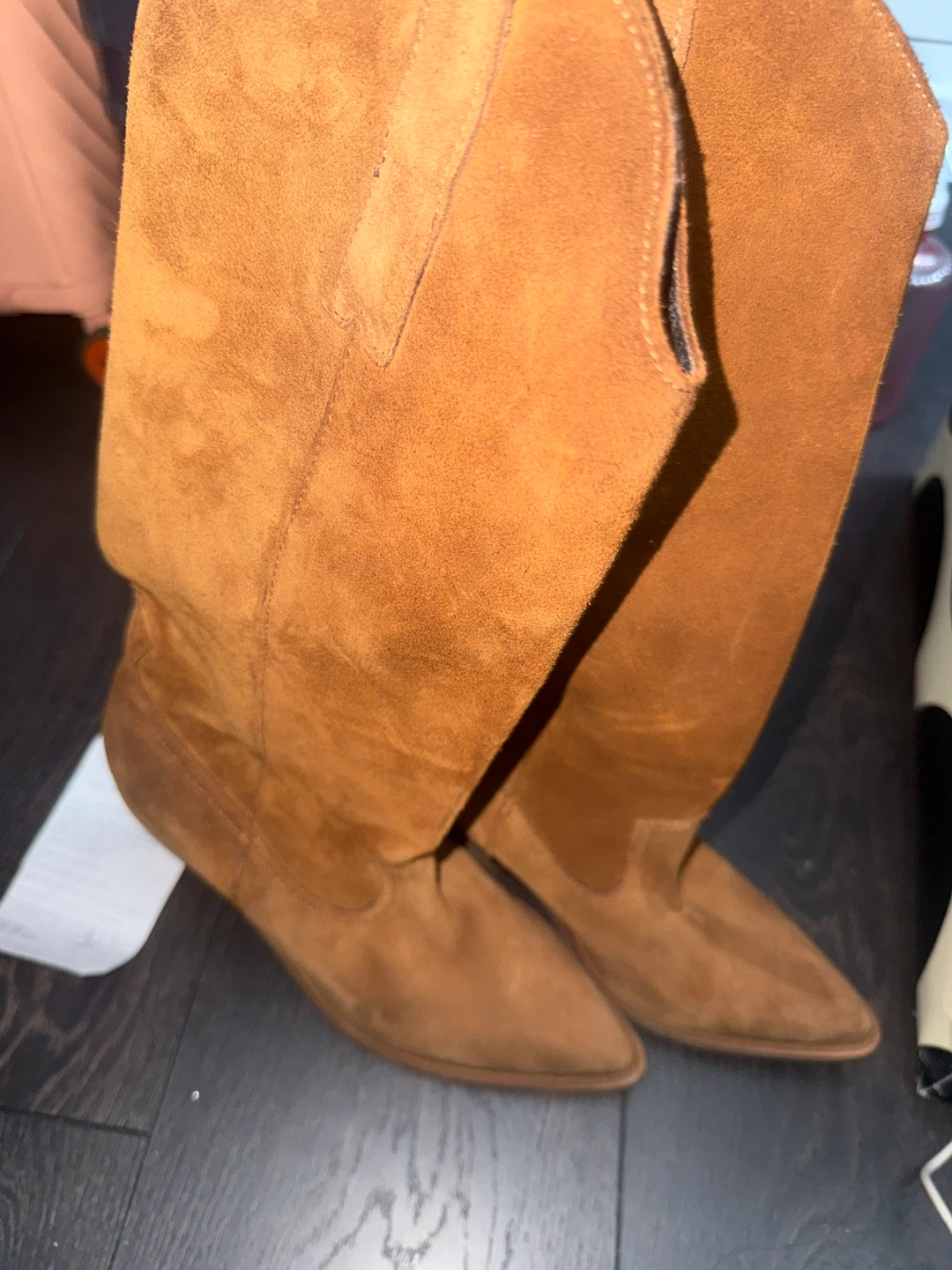 Anni Leathe Cognac Suede Boots Size 37 - photo 3