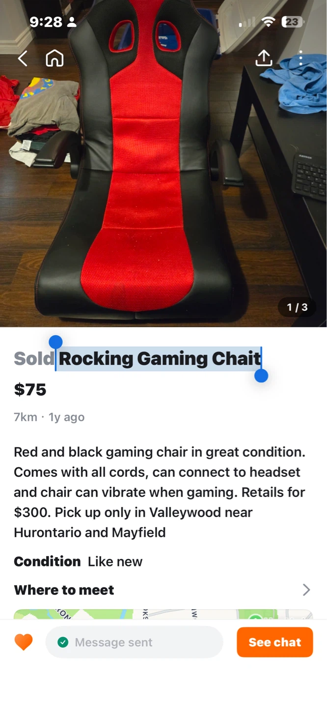 Red and Black Rocking Gaming Chair - photo 2