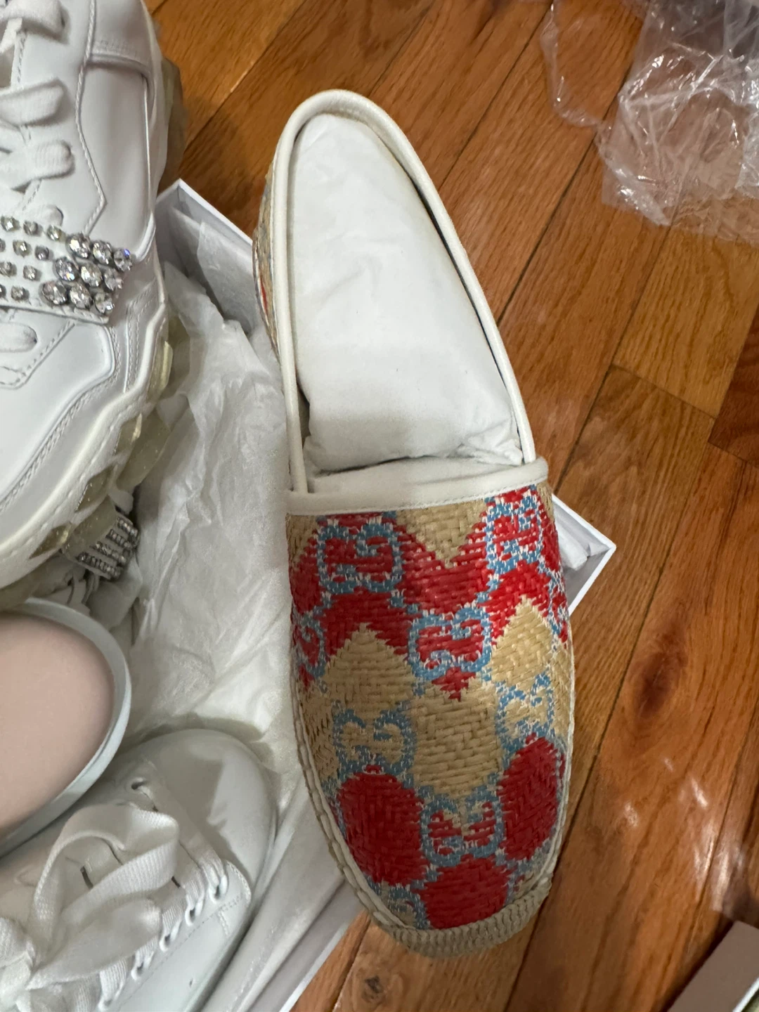 Gucci Denim Monogram Slide Sandals - photo 5