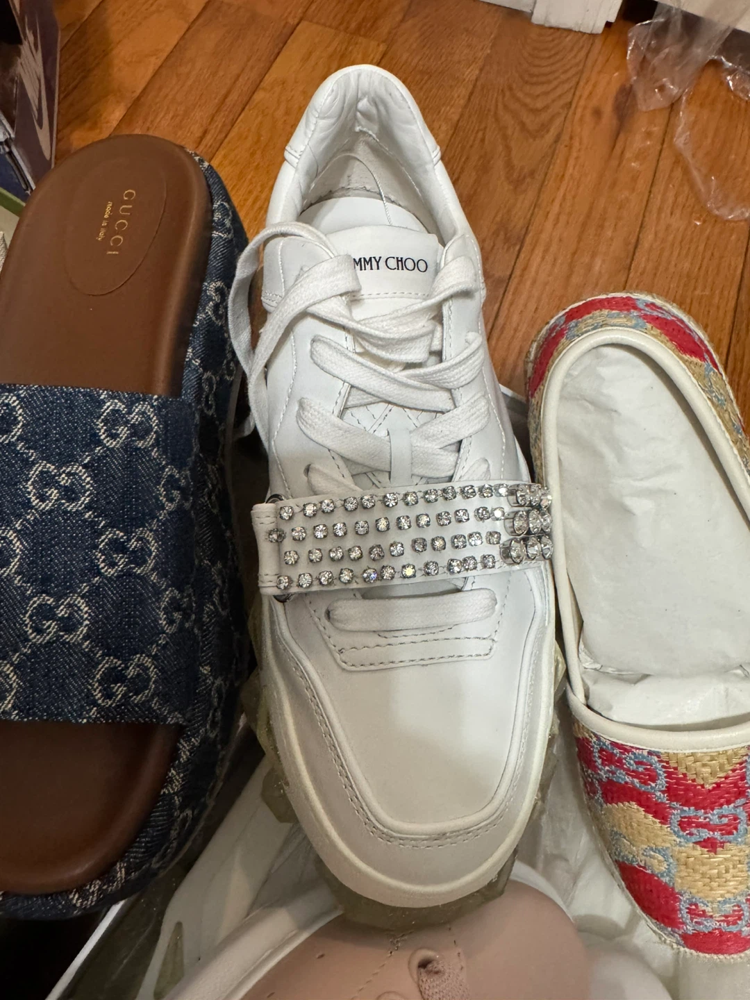 Gucci Denim Monogram Slide Sandals - photo 4