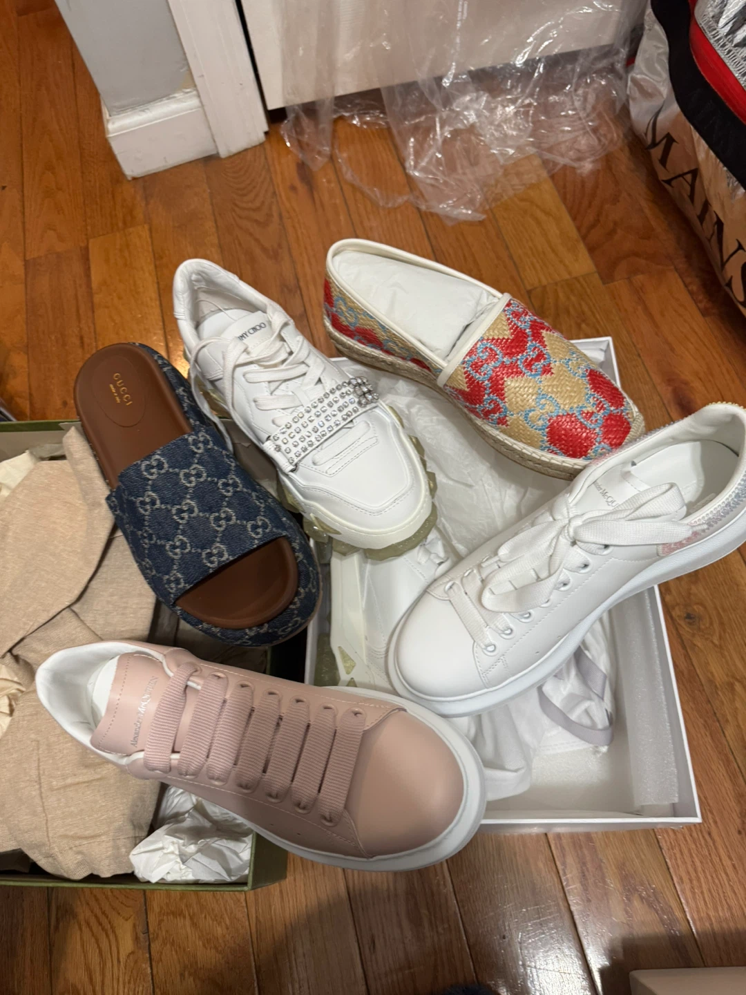 Gucci Denim Monogram Slide Sandals - photo 3