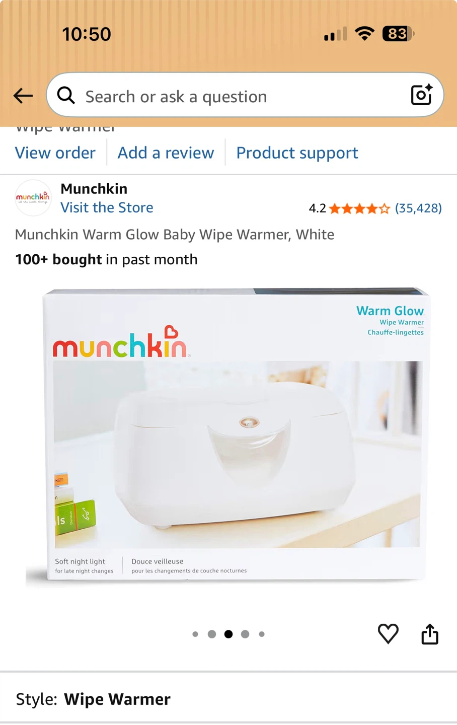 Munchkin Warm Glow Baby Wipe Warmer, White - photo 2