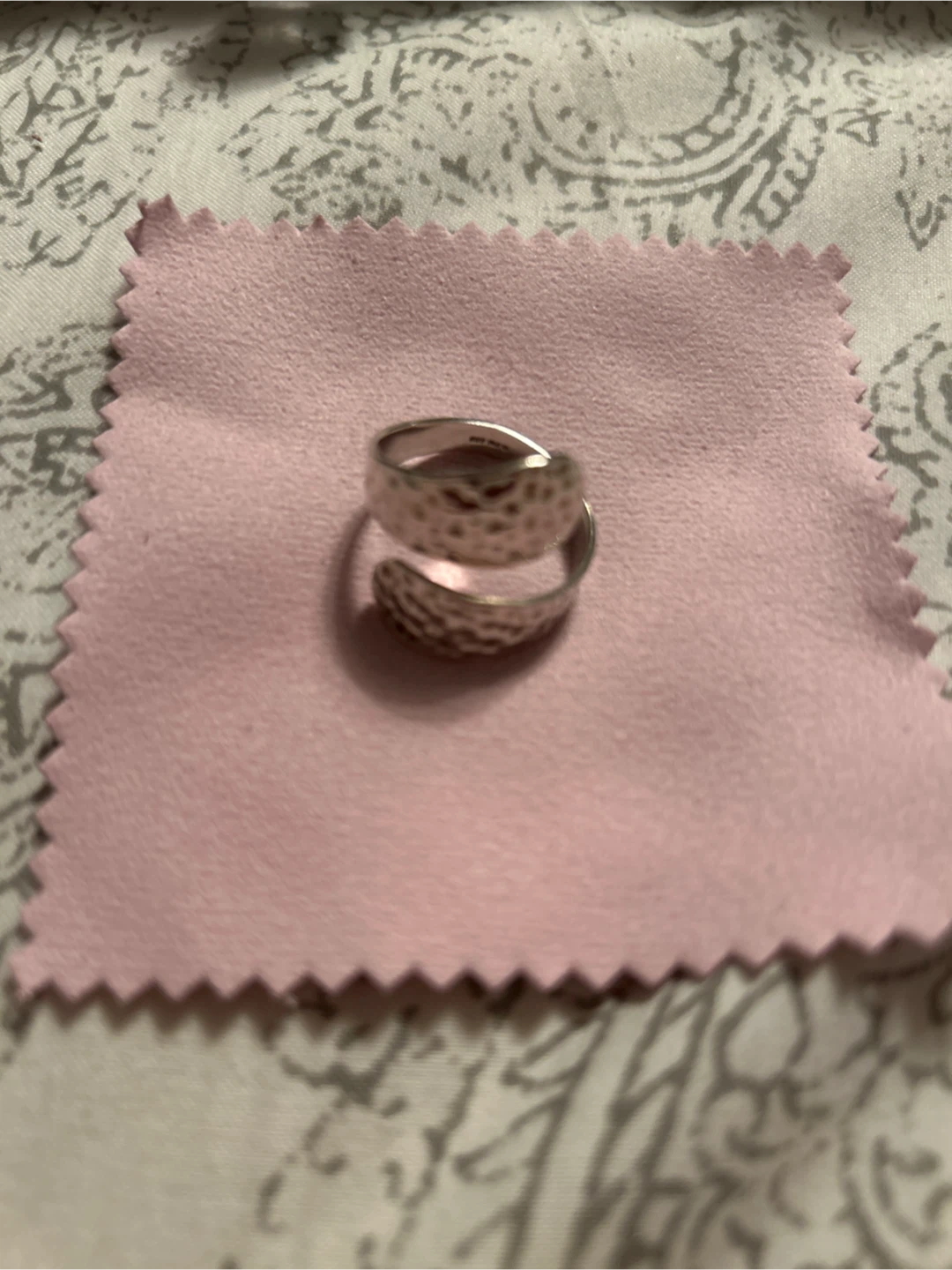 Hammered Silver Tone Coil Ring