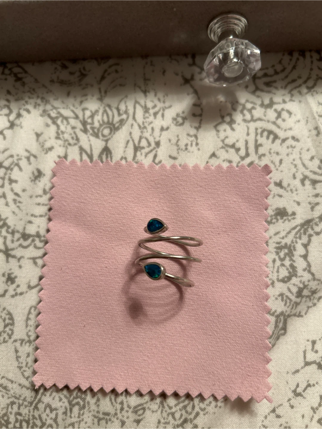 Silver Coil Ring with Blue Gemstones