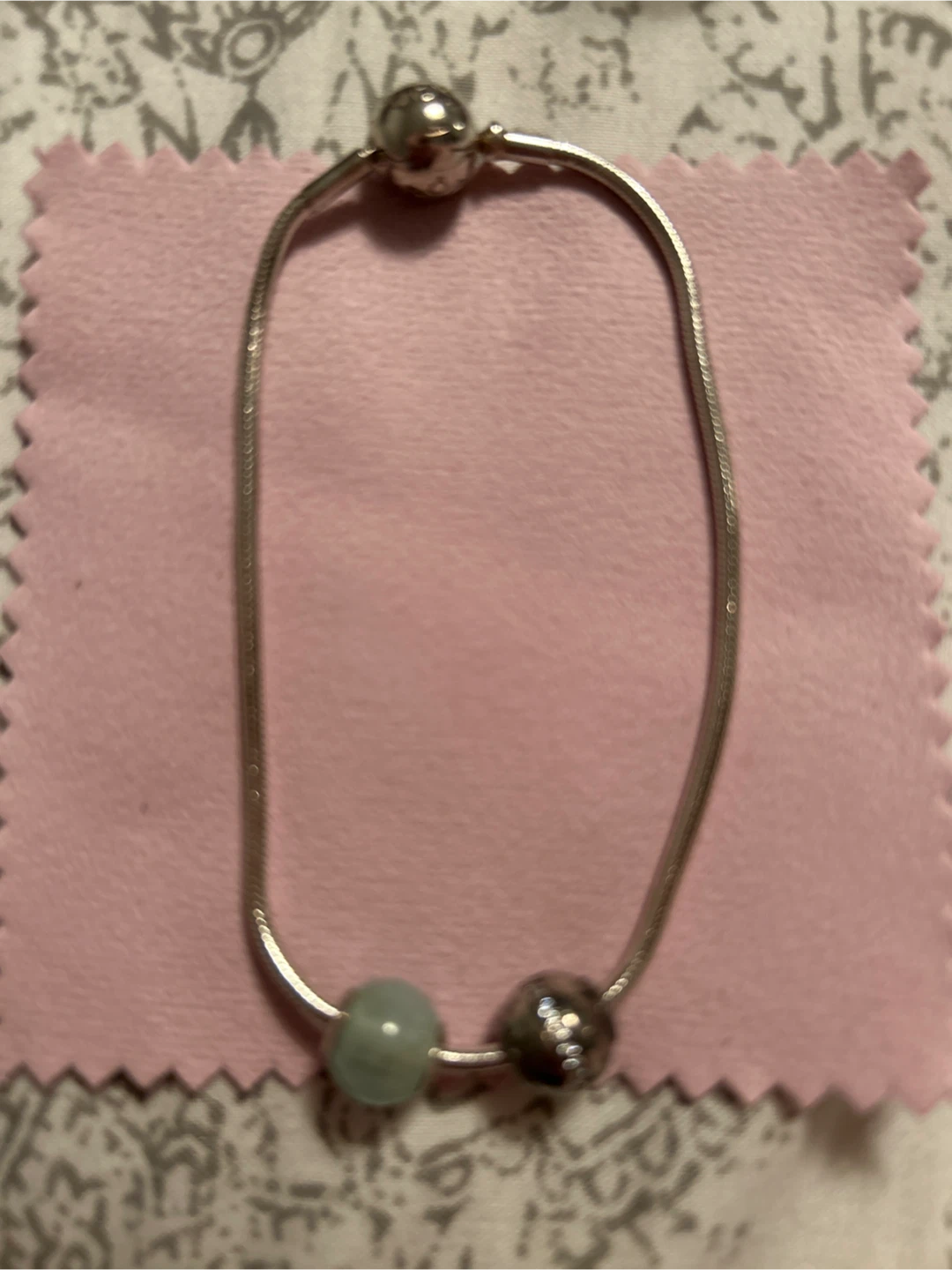 Pandora Silver Charm Bracelet with Blue Bead