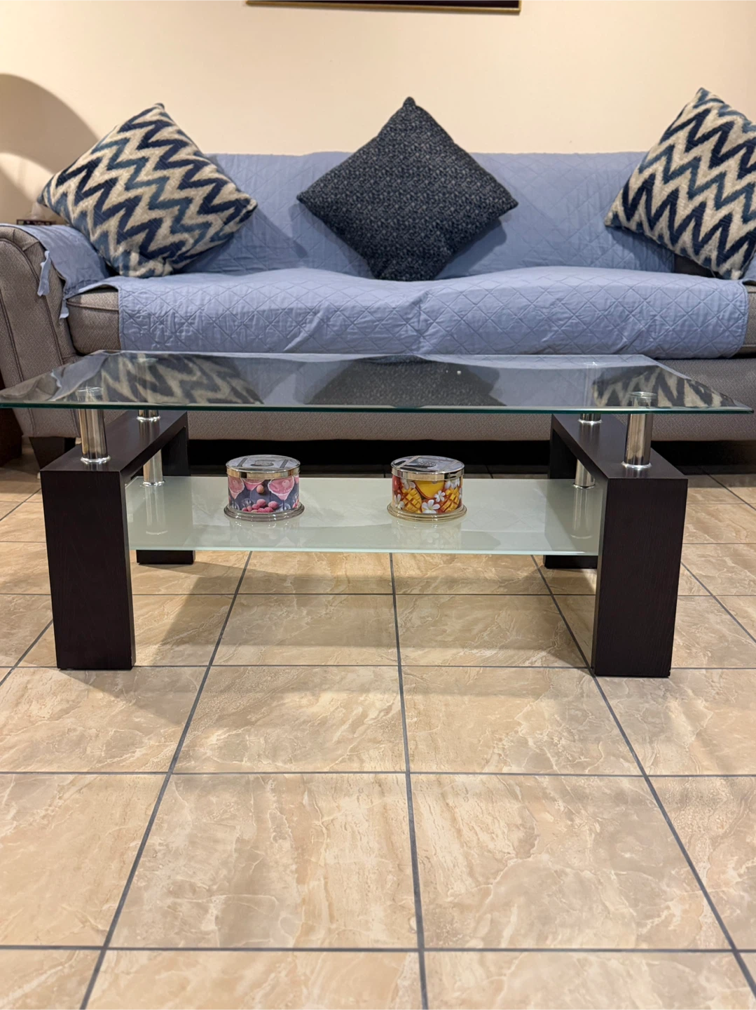 Glass Coffee Table with Wooden Frame - photo 2