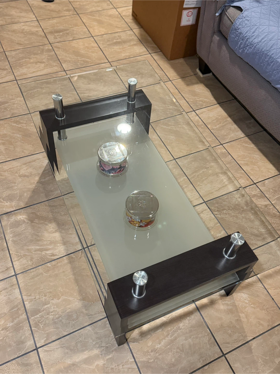Glass Coffee Table with Wooden Frame - photo 3