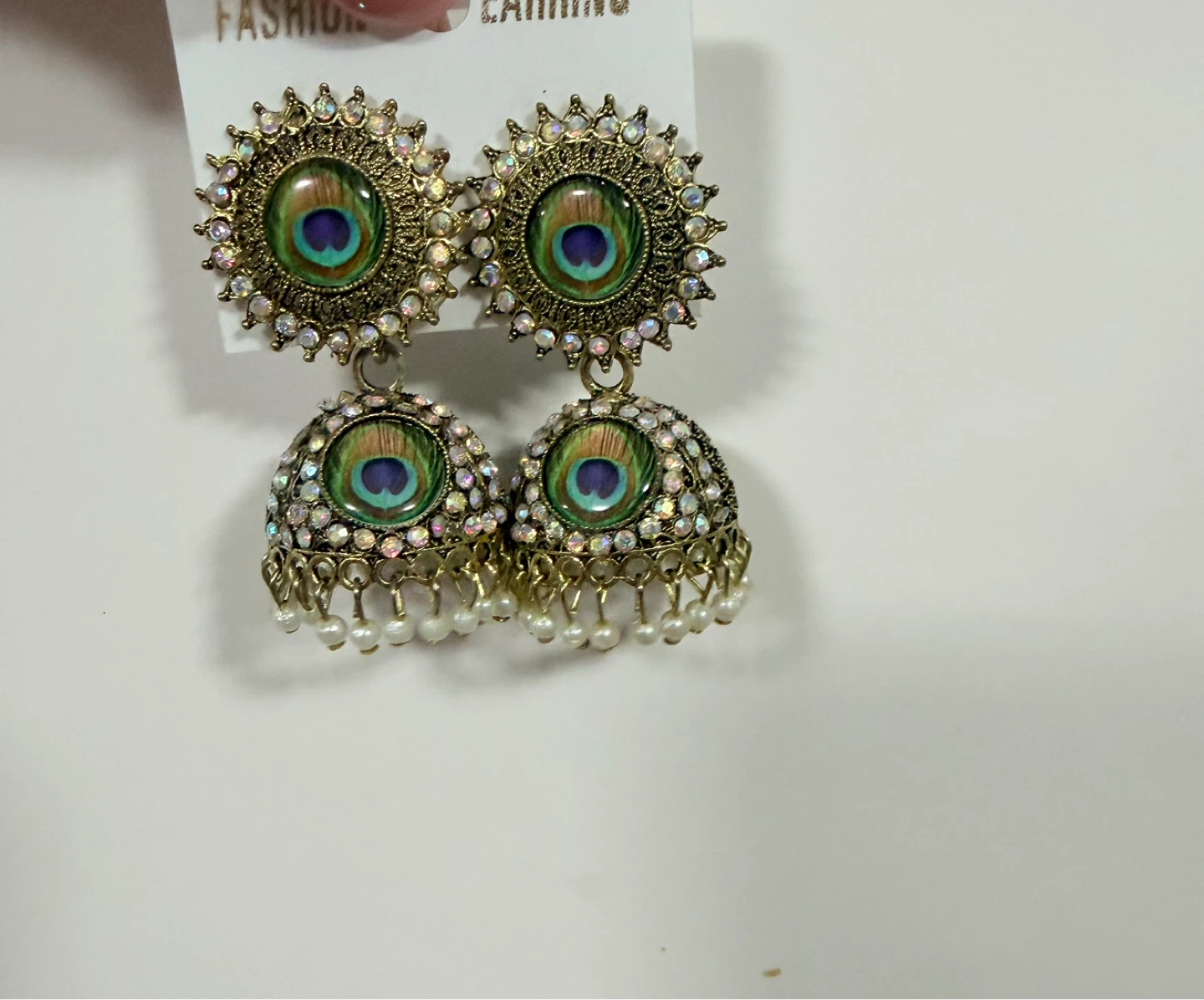 Peacock Feather Jhumka Earrings - photo 3