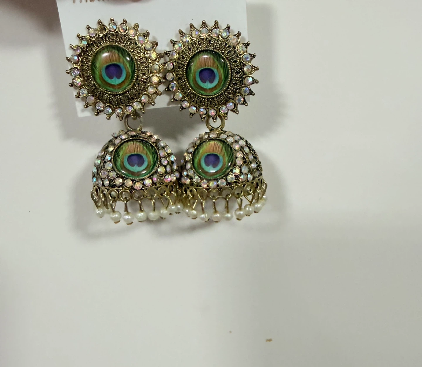 Peacock Feather Jhumka Earrings - photo 2